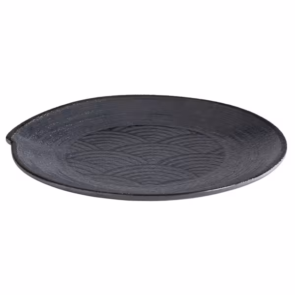 (6 pcs) DARK WAVE | Plate - Melamine - Ø220mm - Black