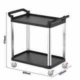 Servierwagen aus Kunststoff - 800x500mm - mit 2 Abstellflächen & leisen Rollen