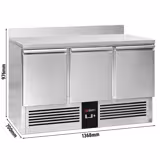 Stół chłodniczy PREMIUM - 1368x700mm - 368L - z 3 drzwiami - z rantem