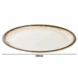 STONE ART Flat Melamine Plate – White/Brown – Ø 300 mm