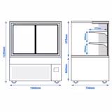 Vetrina espositiva refrigerata MADRID - per esposizione carne - 435l - 1000mm - Doppio vetro - con 2 ripiani - porte posteriori scorrevoli; LED interni; 4 lati vetro - Nero opaco
