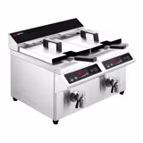 Friteuse à induction double professionnelle - 8+8L - 7,0kW - Commande électronique - avec robinet de vidange