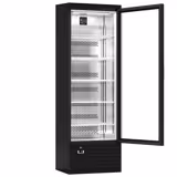 Nevera expositora de bebidas PREMIUM - 600mm - 280 litros - 1 puerta de cristal - con iluminación LED - termostato digital - Negro