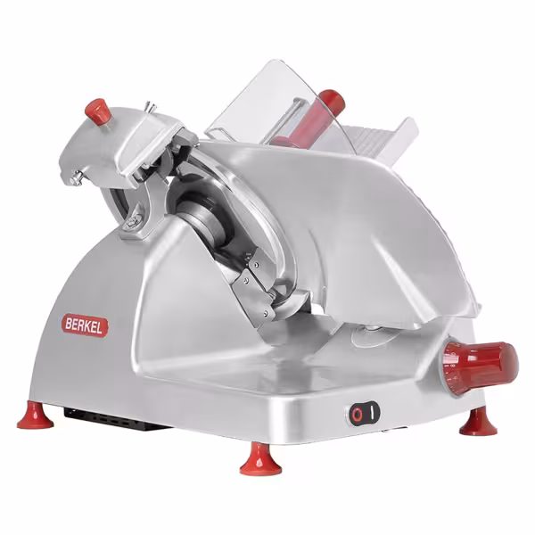 BERKEL | Commercial Pro Line XS25 Electric Gravity Feed Meat Slicer – Ø300 mm - 350 W - Silver - 230 mm round - 245×195 mm rectangular