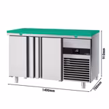 Koelwerkbank PREMIUM - 1400x700mm - met 2 deuren - incl. snijplank groen