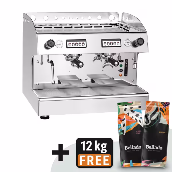 Espressomachine / Pistonmachine - 2-groeps - pre-infusiesysteem & 1 stoompijp