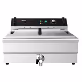 Friggitrice con griglia di sgocciolamento - per pesce e prodotti da forno - 30 litri - 5 kW - con rubinetto di scarico