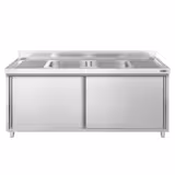 Rvs spoelkast PREMIUM - 2000x600mm - 2 spoelbakken midden - met spatrand