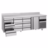 Kylbänk PREMIUM - 2330x700 mm - 632 l - GN 1/1 - med 1 dörr - med 9 lådor - med bakkant