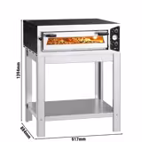 Four à pizza PROFESSIONNEL électrique Compact - Sole en pierre réfractaire - 1 x 4 pizzas Ø30cm - 230V - Commandes mécaniques - incl. Support