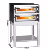 Four à pizza PROFESSIONNEL électrique Haute puissance - Sole en pierre réfractaire - 2 x 4 pizzas Ø30cm - 400V - Commandes mécaniques - avec Support