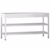 Paslanmaz Çelik Çalışma Tezgahı PREMIUM - 1800x700mm - Taban Raflı - Ara Raflı