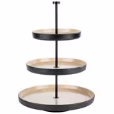Présentoir buffet - FRIDA - 3 niveaux - rond - Acier inoxydable, Mélamine - Beige, Noir