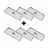 (6 pieces) Stainless Steel Gastronorm Container Lid GN 1/1 – Scratch-Resistant - 530 × 325 mm