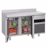 Hűtött munkaasztal PREMIUM - 1400x700 mm - GN 1/1 - 281 liter - ventilációs - 2 ajtóval - felhajtással