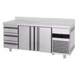 Kylbänk PREMIUM - 1865x700 mm - 474 l - Fläktkyla - GN 1/1 - med 2 dörrar - med 3 lådor - med bakkant