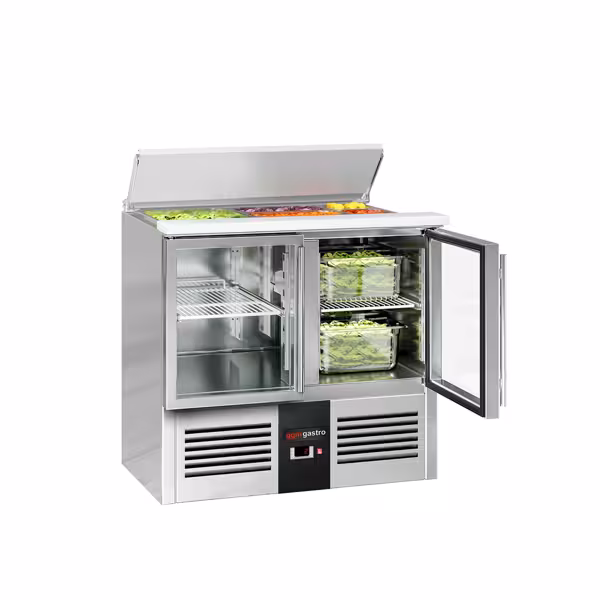 Saladette PREMIUM - 903mm - 2 glazen deuren - granieten werkblad - voor NL