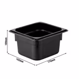 (6 Stück) Polycarbonat-Behälter GN 1/6 - Schwarz - Höhe: 100mm