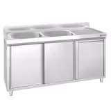 Spülschrank PREMIUM - 1400x600mm - mit Abfallbehälter & 2 Becken links