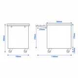 Cărucior de casă DANZIG - 700mm - cu glisieră pentru tavă - negru