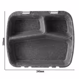 (60 pcs) Barquette réutilisable 3 compartiments - 245x200mm - Gris - Empilable