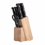 (9 pieces) Kitchen Knife Block Set – Stainless Steel Blades - Wood Block - Scissors & Honing Steel