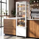 Dik Tip Soğuk Teşhir Dolabı - 235L - 515x485x1690mm - Çift Cam - raflı 4 raf - Önde 1 cam kapı - Beyaz