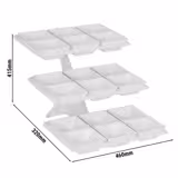 Tiered Buffet Stand with 18 Melamine Bowls – 140 × 140 mm Bowls - 320 × 460 × 412 mm