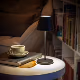 Tafellamp LED - MERLE MICRO - draadloos, oplaadbaar - IP54 - 3-standen dimbaar - Ø110mm - zwart