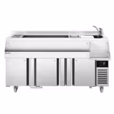 Mesa refrigerada de coctelería - 1,6 x 0,6 m - 235 litros - con 3 puertas y baldas