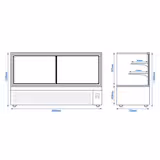 Refrigerated Counter & Pastry Display Case - 2000mm - Double glazing - with 2 Shelves