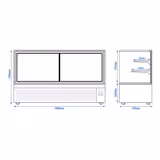 Commercial cake display fridge - 782L - 2000mm - Double glazing - square - with 2 glass shelves - rear sliding doors - for patisserie - Black