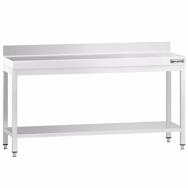 Radni stol od nehrđajućeg čelika PREMIUM - 2000x800 mm - Sa podnom pločom & poleđinom