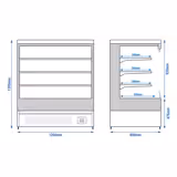 Commercial multideck display fridge - Open front - 1200mm - 390L - with 3 shelves - Black
