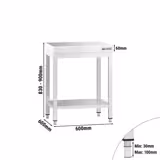 Masă lucru inox PREMIUM - 0,6 m - cu polita