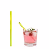 (50 pcs) Glass Drinking Straws - 150mm - ø 8mm - straight - Neon Yellow - incl. 1 Nylon cleaning brush
