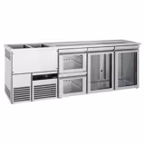 Direct Draw Beer Dispenser / Kegerator PREMIUM - 2500x700mm - Double Glass Doors & 2 Drawers