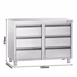 Cassettiera PREMIUM - in acciaio inox AISI 304 - con 6 cassetti - 1000x600mm