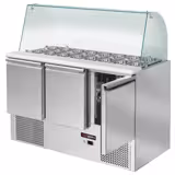 Saladette réfrigérée ECO - 1368mm - 368L - 3 portes - avec vitrine de comptoir pour 4x GN 1/1
