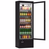 Frigorífico expositor de bebidas - 600mm - 280L - com 1 porta de vidro - com indicação/painel digital de temperatura - Preto