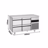 Soğutmalı tezgah PREMIUM - 1400x700mm - 4 çekmeceli - dijital termostat