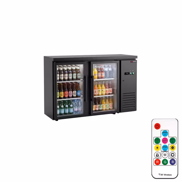 Commercial Back Bar Cooler ECO – 1460 mm – with 2 Glass Doors – with RGB LED Lighting
