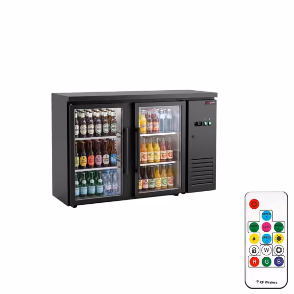Commercial Back Bar Cooler ECO – 1460 mm – with 2 Glass Doors – with RGB LED Lighting