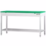 Edelstahl Arbeitstisch PREMIUM - 2000x800mm - mit Grundboden - inkl. Schneideplatte Grün