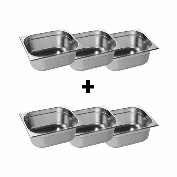 (6 uds) Cubeta GN 1/2 - acero inoxidable - Altura:150mm