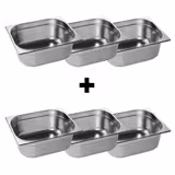 (6 buc) Recipient GN din oțel inoxidabil GN 1/2 - Înălțime: 150 mm