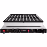 Poffertjesplaat - Enkel - Handmatige temperatuurregeling - 3kW - Vorm: Poffertjes - Ø 42mm - voor 100 stuks - bakplaten met antiaanbaklaag (Teflon)