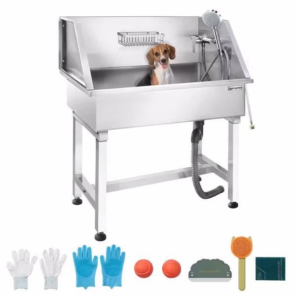 Dog Grooming Bath Tub - with Mixer Tap & Non-Slip Mat