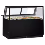 Koeltoonbank KAISA - 1500x1048mm - 420 liter - kleur zwart - dubbel glas - achterzijde 2 schuifdeuren - rechte ruit