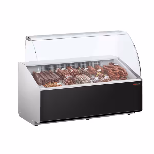 Banco gastronomia professionale - 1568x979mm - Statica - 324 L - Vetro dritto - Colore Dunkelgrau - Pannello frontale Nero RAL9017